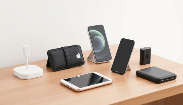 best magsafe iphone accessories displayed on a wooden desk