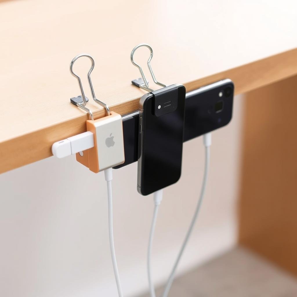 DIY binder clip iPhone charging cable organizer DIY binder clip iPhone charging cable organizer