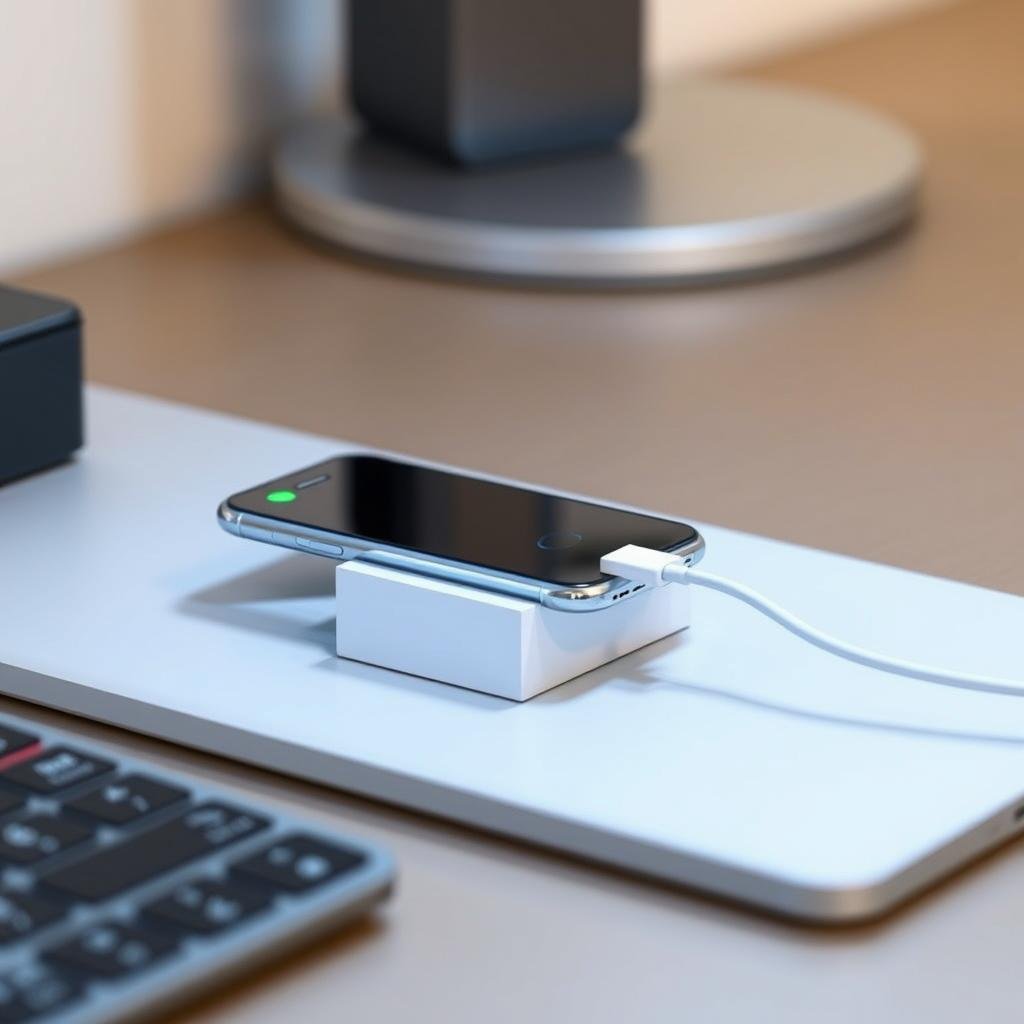 Magnetic iPhone charging cable organizer for desk use Magnetic iPhone charging cable organizer for desk use