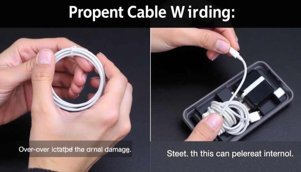 Proper cable winding technique for iPhone charging cable organizer Proper cable winding technique for iPhone charging cable organizer
