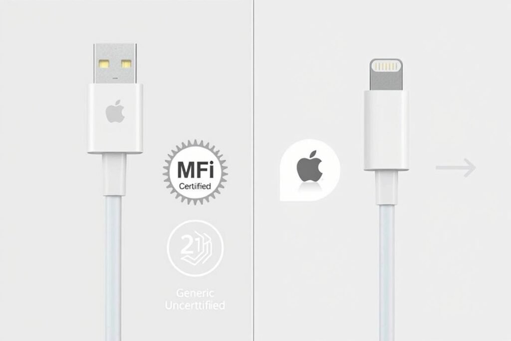 comparison of official and non-certified iphone charging cables comparison of official and non-certified iphone charging cables