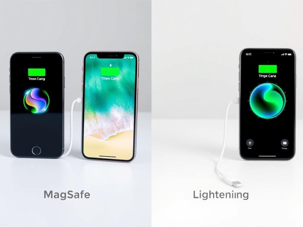 iPhone MagSafe charging comparison with Lightning cable iPhone MagSafe charging comparison with Lightning cable