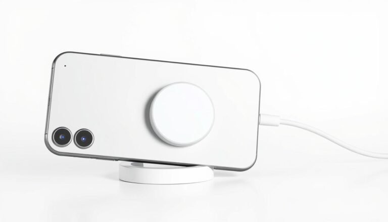 iPhone magnetic charging instructions showing MagSafe charger aligning with iPhone