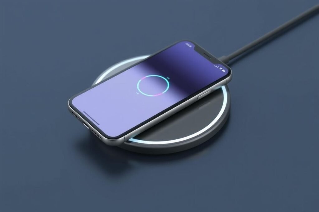 iPhone on wireless charging pad demonstrating how to charge iPhone wirelessly iPhone on wireless charging pad demonstrating how to charge iPhone wirelessly