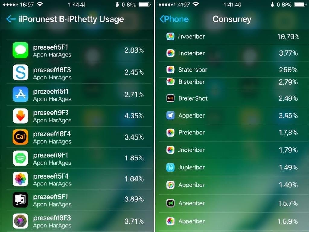 iphone battery usage statistics screen showing app consumption iphone battery usage statistics screen showing app consumption