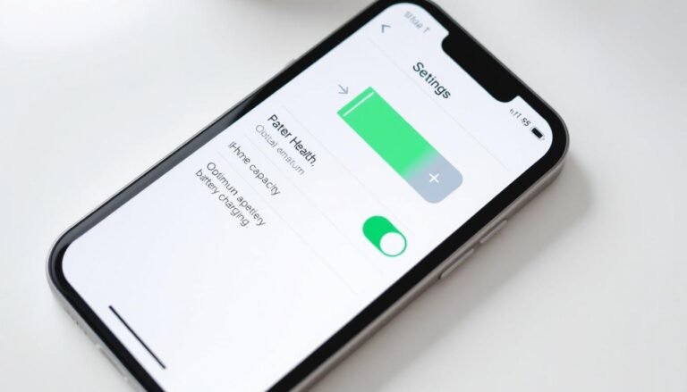 optimize iphone battery charging concept showing battery health screen